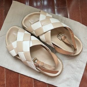 Alohas Marshmallow Scacchi - Brown and White Leather Sandals size 39